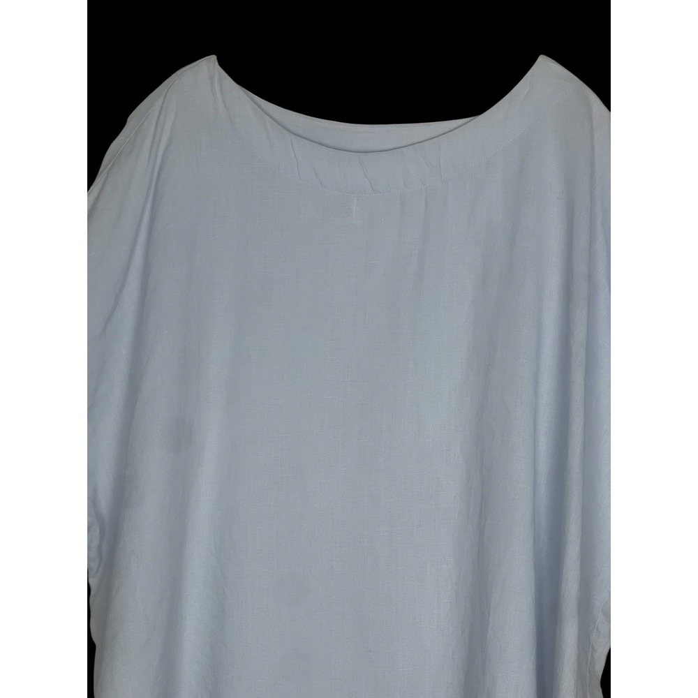 J Jill Purejill Light Blue Linen Top Womens 2X Pullover 3/4 Sleeve Laganlook - Picture 4 of 7